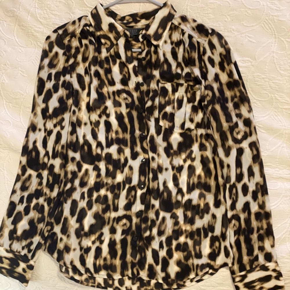 Guess cheetah print button down
